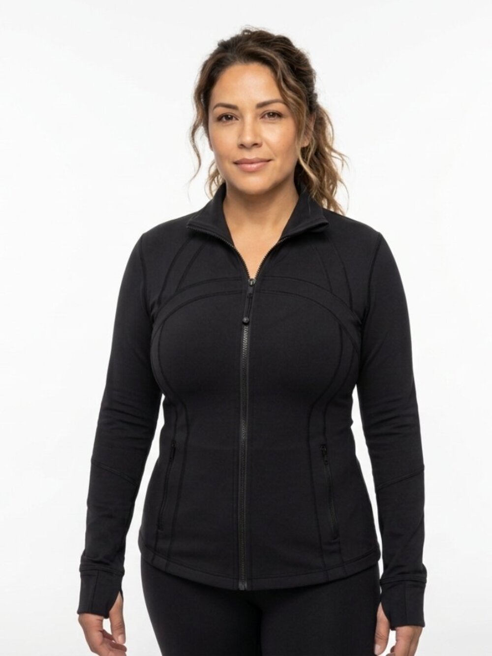 Lululemon Athletica Define Jacket Luon Black Solid Stretch Full Zip 14 LW4AWLS